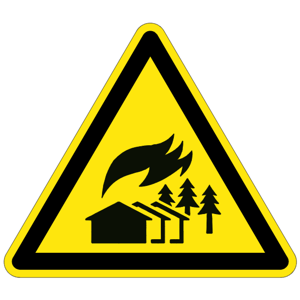 Danger zone d'incendie à grand échelle - W073 - ISO 7010 - étiquettes et panneaux de danger et de prévention
